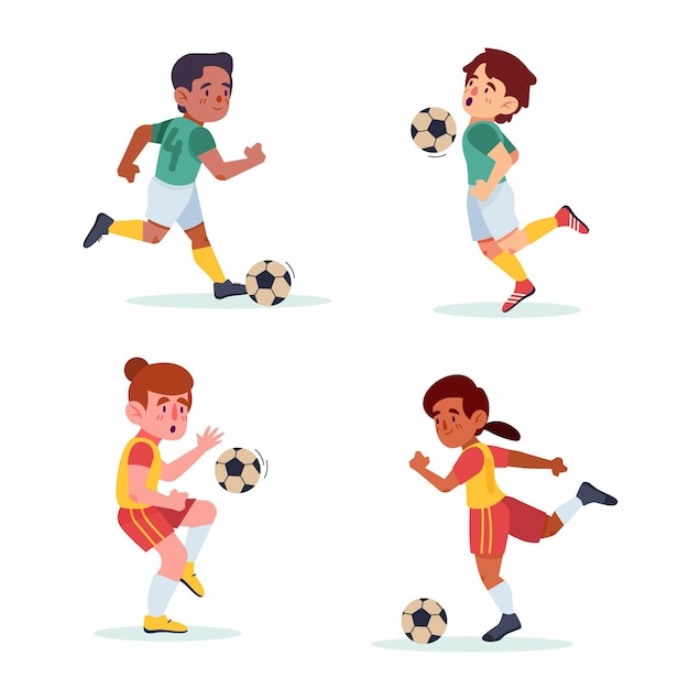 Flat football players illustration