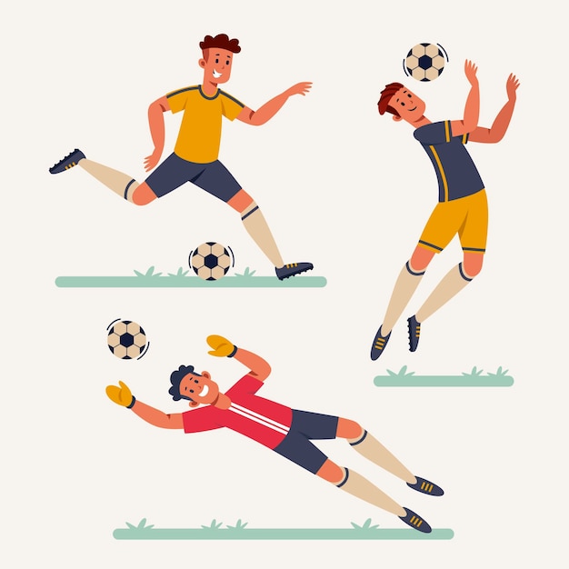 Vettore gratuito illustrazione di giocatori di calcio piatto