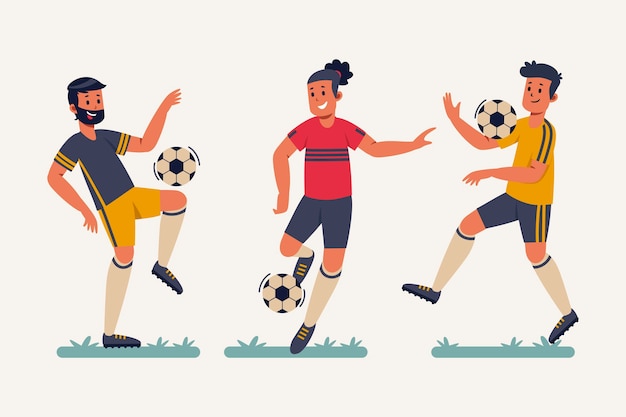 Flat football players illustration