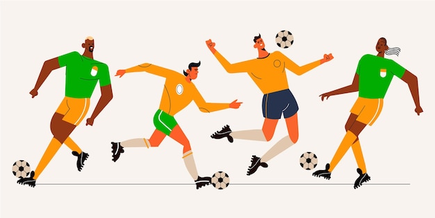 Flat football players illustration