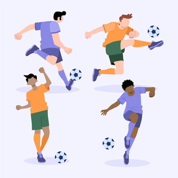 Free vector flat football players training set