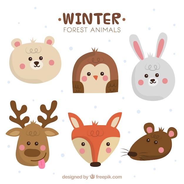 Free vector flat forest animal collection