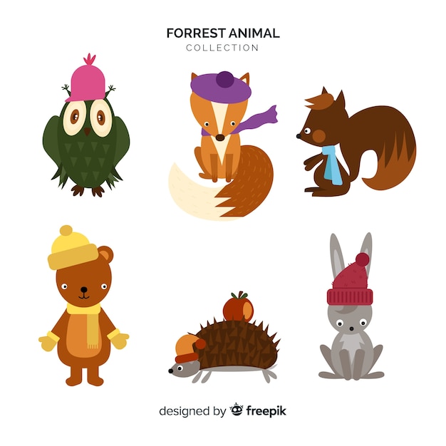 Free vector flat forest animal collection
