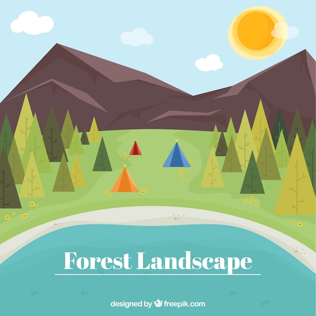 Flat forest landscape background