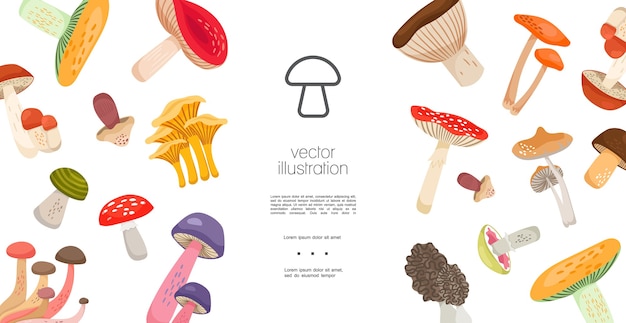 Free vector flat forest mushrooms template