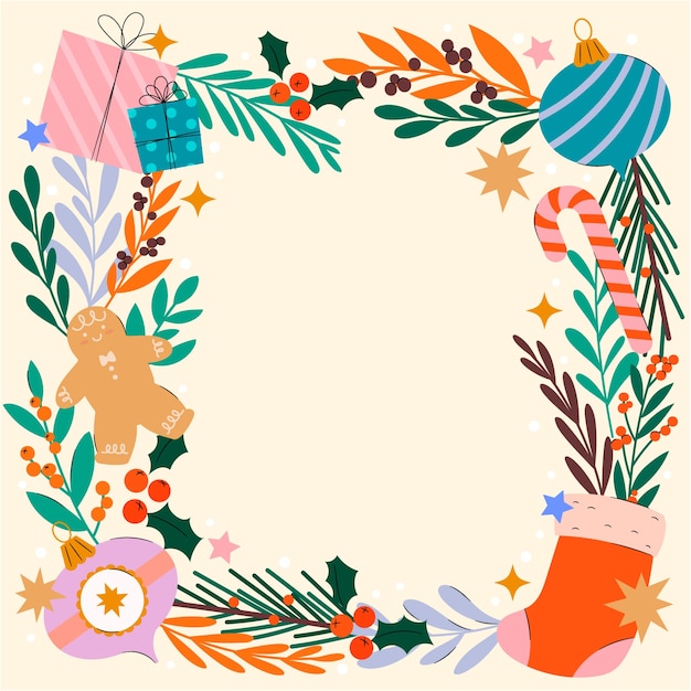 Flat frame template for christmas season celebration