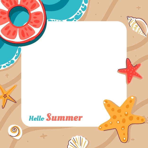 Free vector flat frame template for summer season