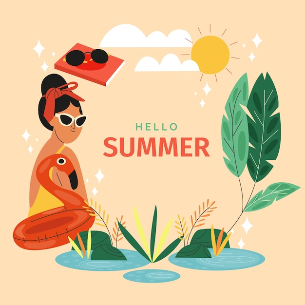 Free vector flat frame template for summer season