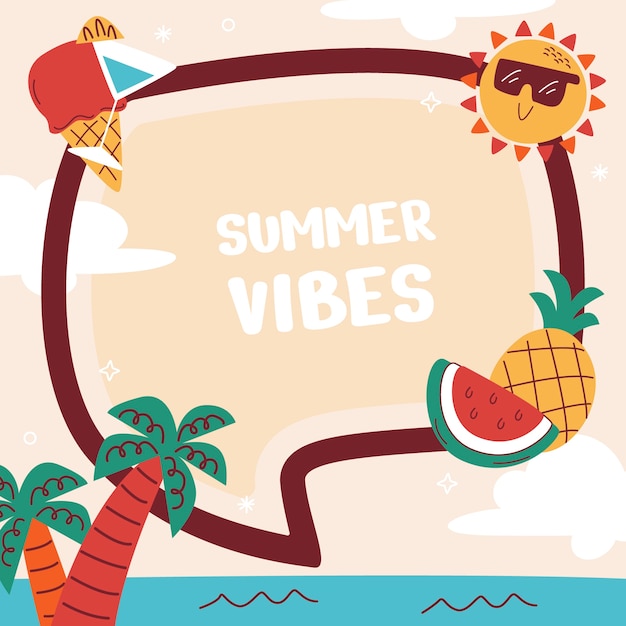 Free vector flat frame template for summer season