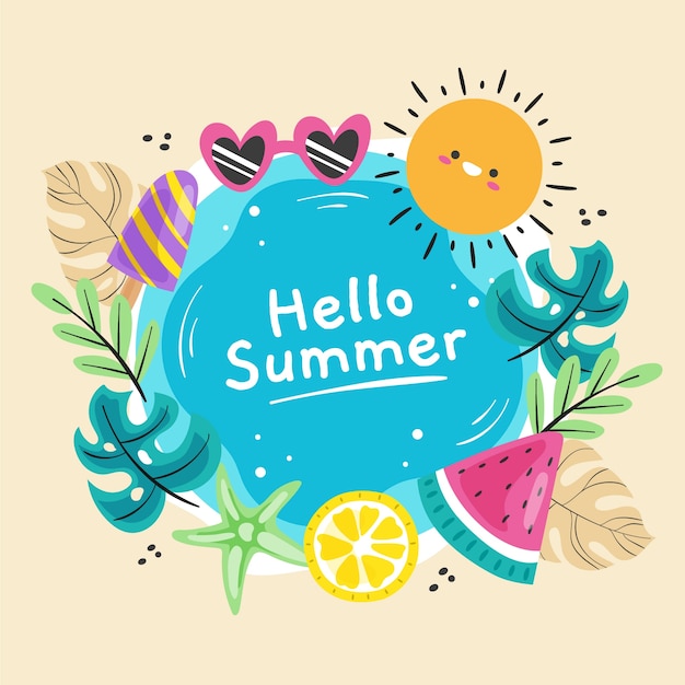 Free vector flat frame template for summer season