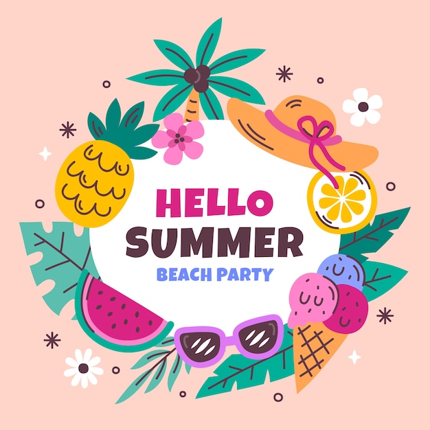 Free vector flat frame template for summer season