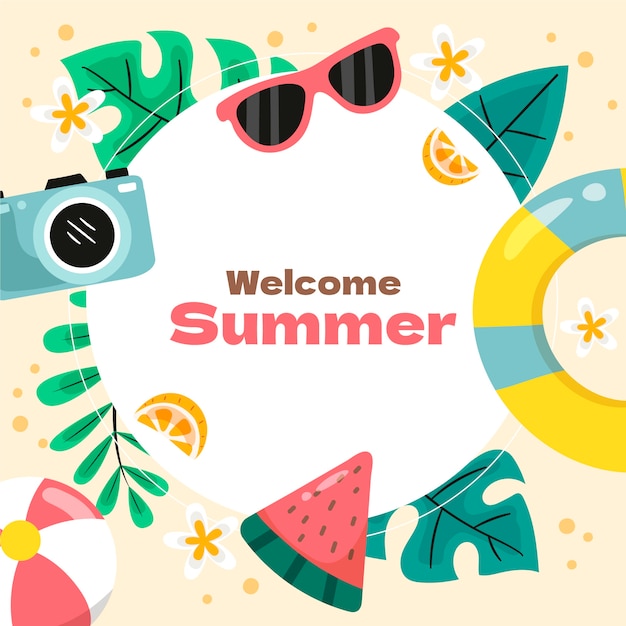 Free vector flat frame template for summertime