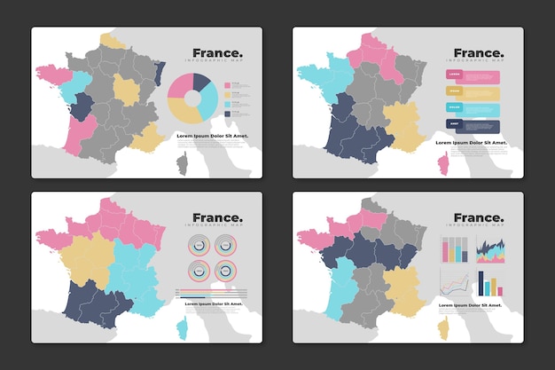 フラットフランス地図インフォグラフィック