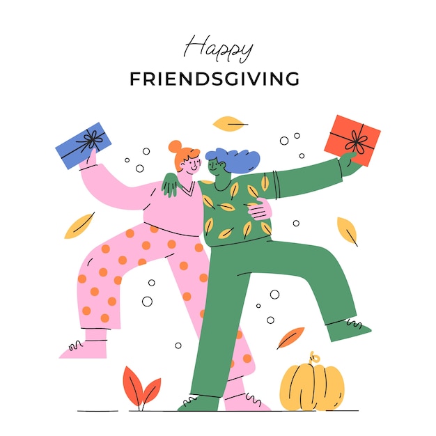 Flat friendsgiving illustration