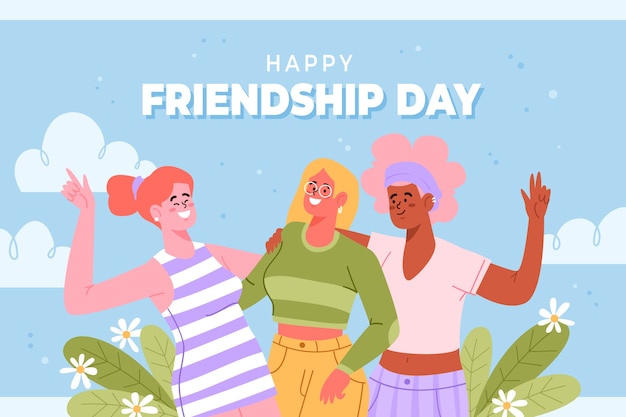 Free vector flat friendship day background with friends