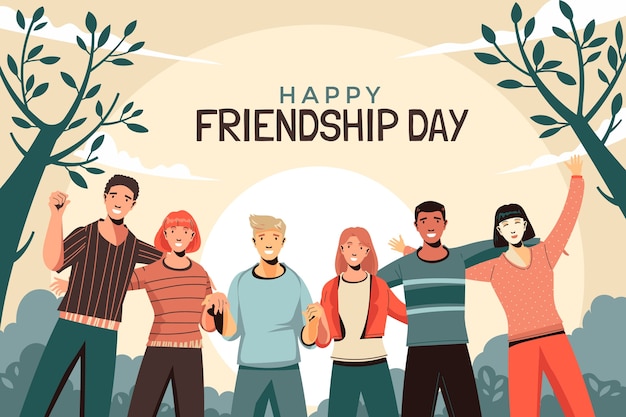 Free vector flat friendship day background with friends