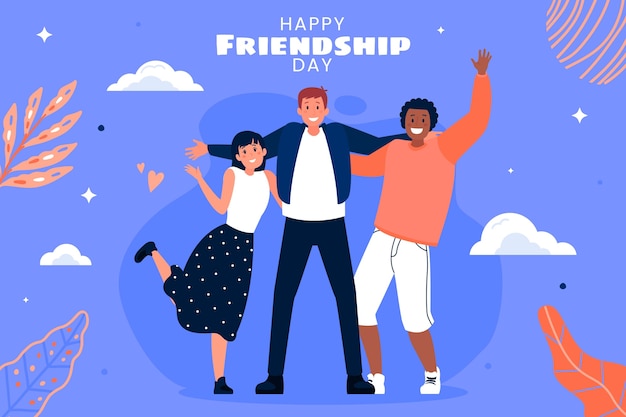 Free vector flat friendship day background with friends