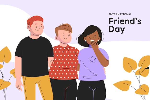 Free vector flat friendship day background with group of friends