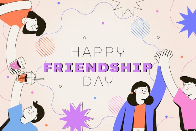 Free vector flat friendship day background with group of friends