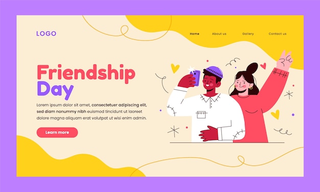 Free vector flat friendship day celebration landing page template