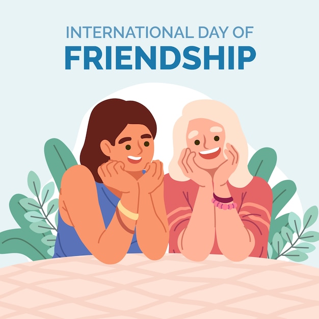 Free vector flat friendship day illustration with friends posing