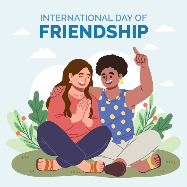 Free vector flat friendship day illustration with friends