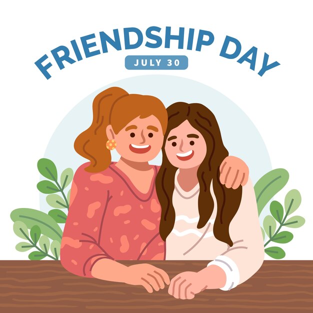 Flat friendship day illustration with friends