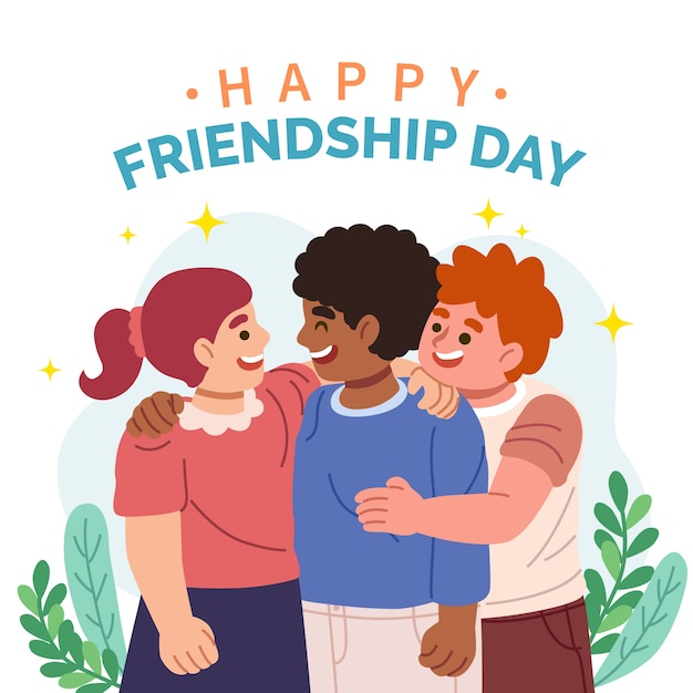 Free vector flat friendship day illustration with friends