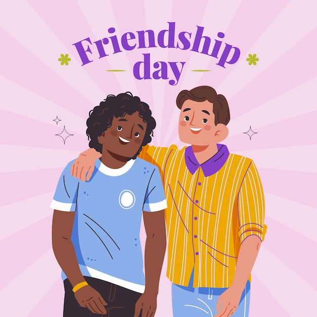 Free vector flat friendship day illustration with friends