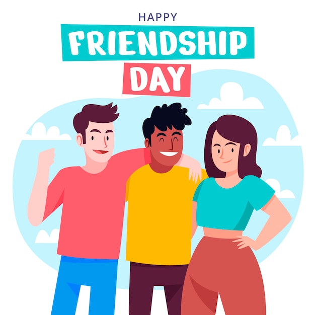 Free vector flat friendship day illustration with friends