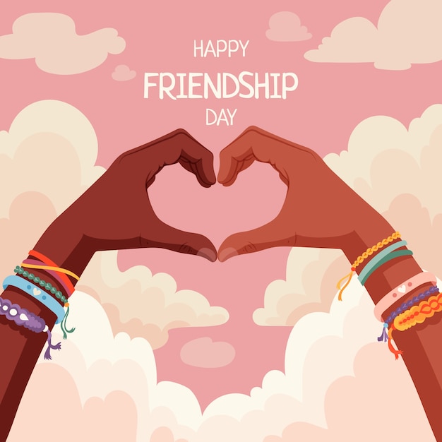 Free vector flat friendship day illustration with friends