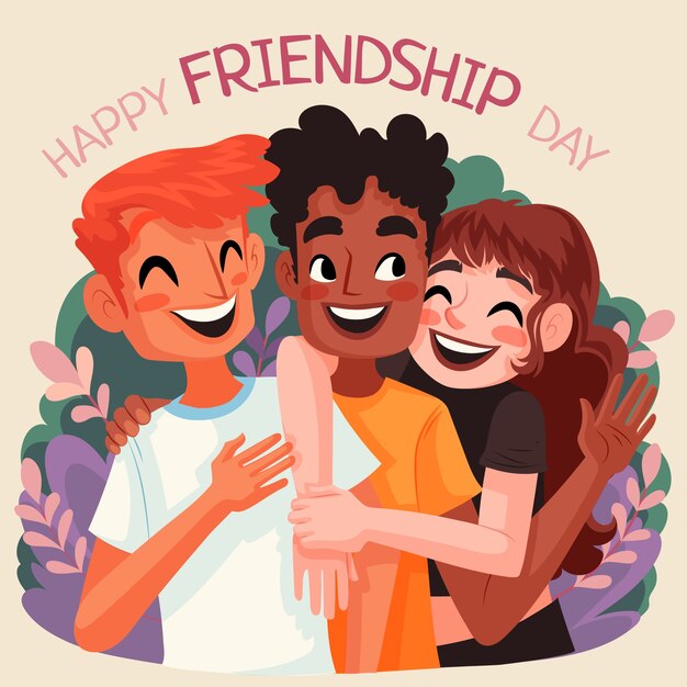 Flat friendship day illustration with friends