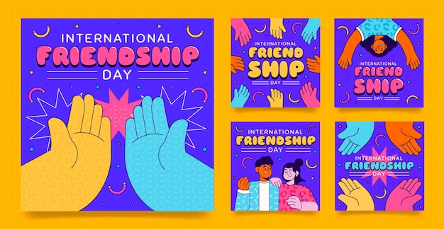 Flat friendship day instagram posts collection