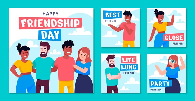 flat friendship day instagram posts collection