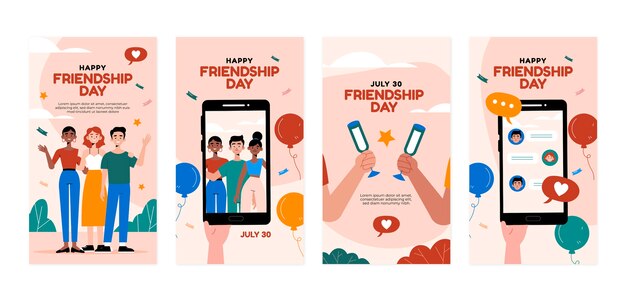 Flat friendship day instagram stories collection