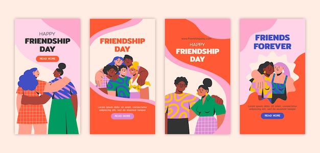 Flat friendship day instagram stories collection