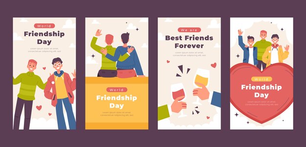 Flat friendship day instagram stories collection