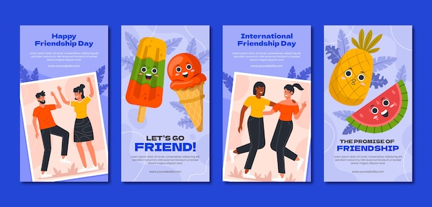 Flat friendship day instagram stories collection