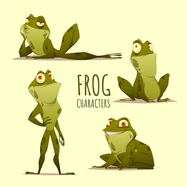 Flat Frog Character Illustration