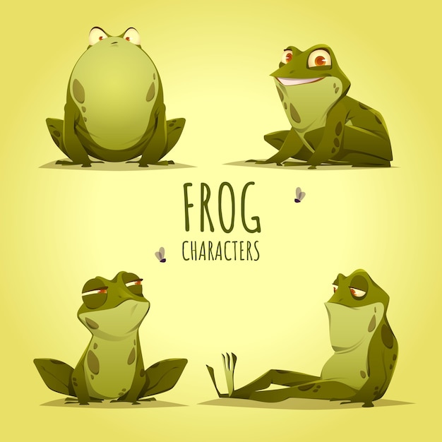 Flat Frog Character Illustration