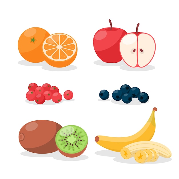 Free vector flat fruit collection