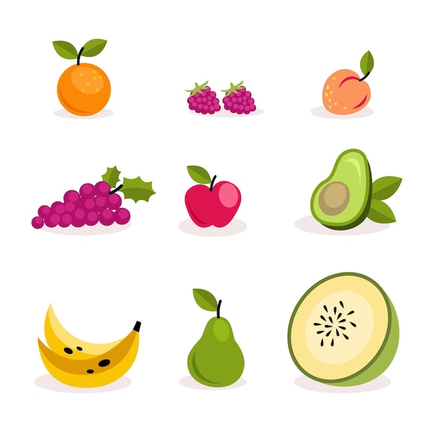 Free vector flat fruit collection