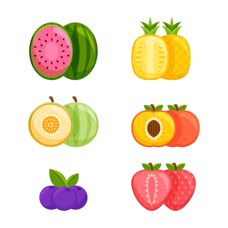 無料Vector フラットフルーツコレクション