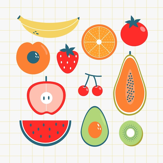 Free vector flat fruit collection