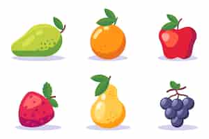 Бесплатное векторное изображение Коллекция плоских фруктов