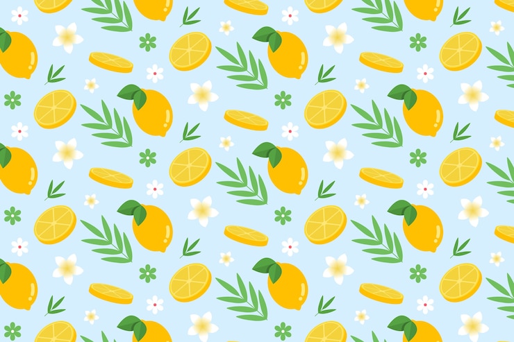 Free Vector flat fruit and flower pattern set