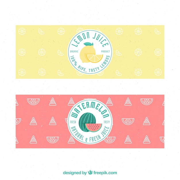 Free vector flat fruit juice banners