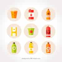 Free vector flat fruit juices pack