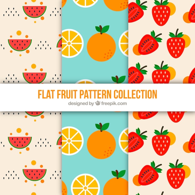 Free vector flat fruit pattern collection