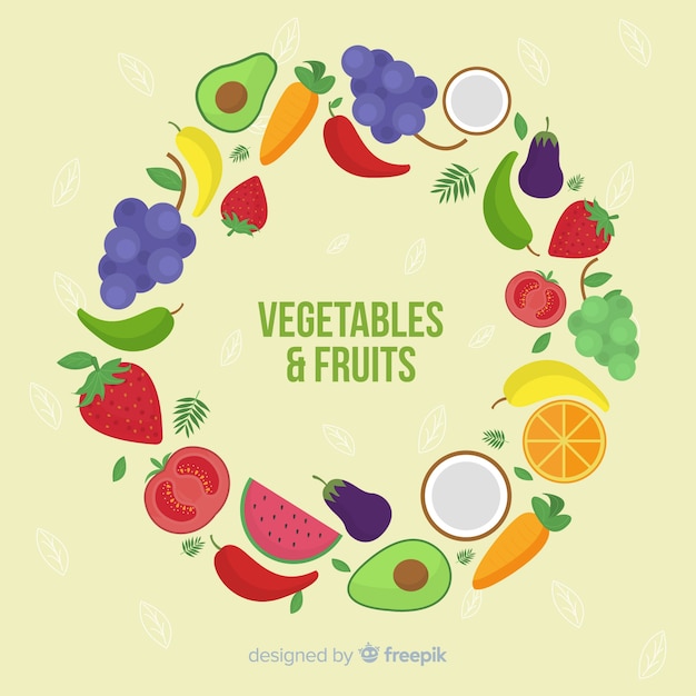 フラットの果物と野菜の背景